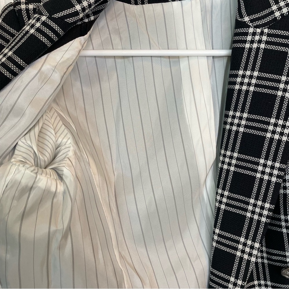 Veronica Beard Jenny Check Plaid Short Sleeve Dickey Jacket Black White Size 2 - Picture 6 of 10